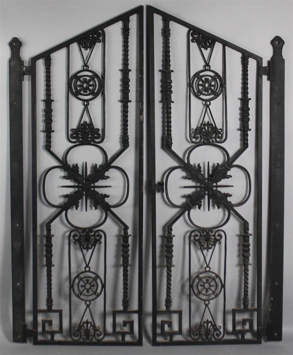 Appraisal: PAIR OF BLACK DECORATIVE STEEL AND WROUGHT IRON GARDEN GATES