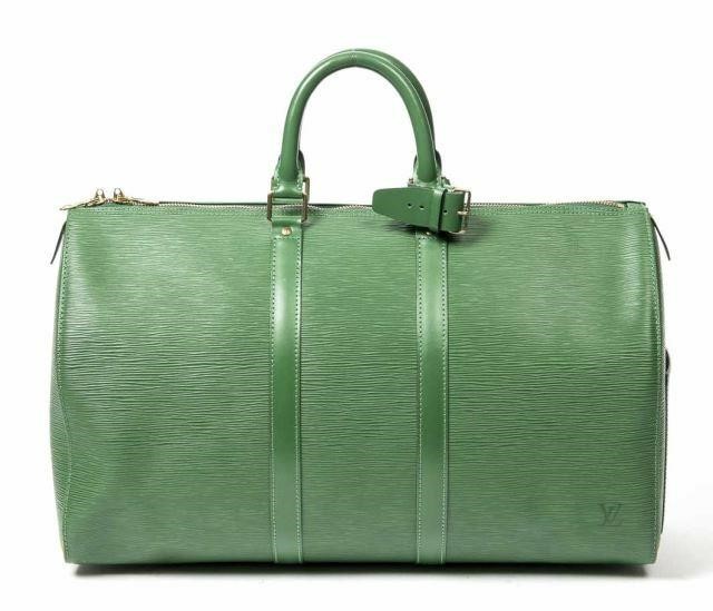 Appraisal: Louis Vuitton Keepall duffle bag in green Epi Leather with