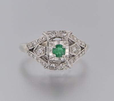 Appraisal: A Ladies' Emerald and Diamond Ring k white gold ring