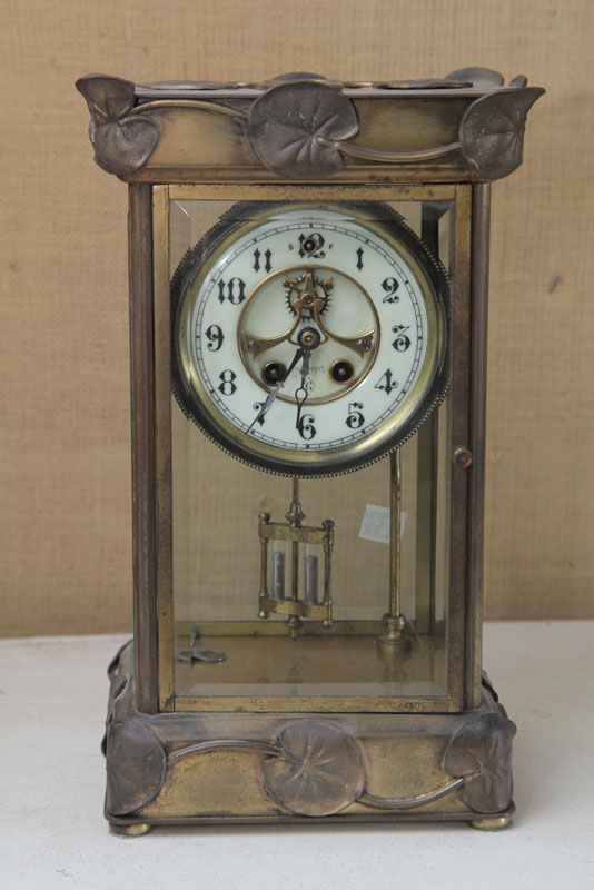 Appraisal: GILBERT MANTLE CLOCK Art Nouveau style clock having brass works