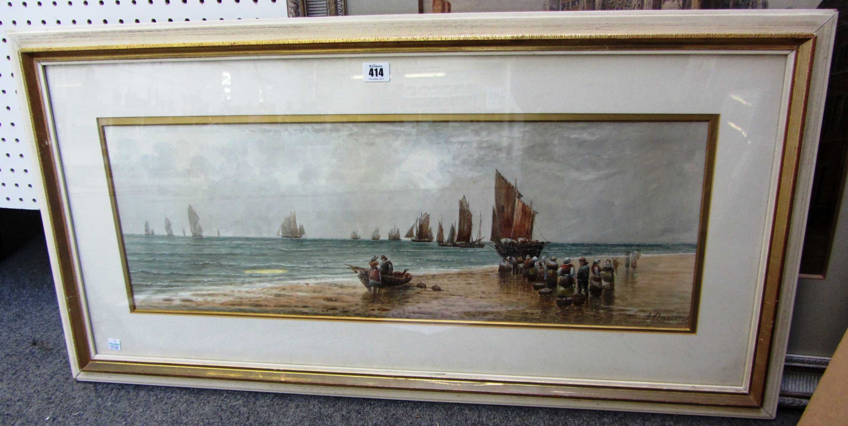 Appraisal: J Barclay late th century Fisherfolk on the shore meeting