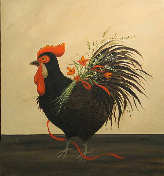 Appraisal: Jack Johannson Rooster signed 'Johannson' lower right acrylic on canvas