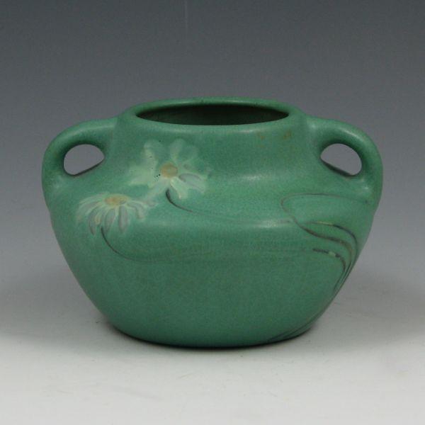 Appraisal: Weller Fru Russet handled squat vase in matte green with