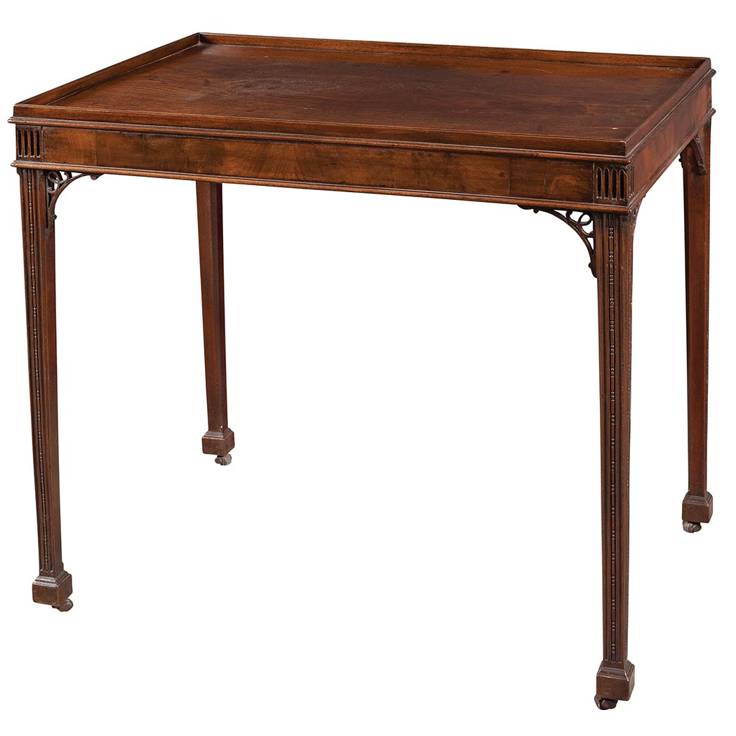 Appraisal: George III Mahogany Tea Table Circa The galleried rectangular top