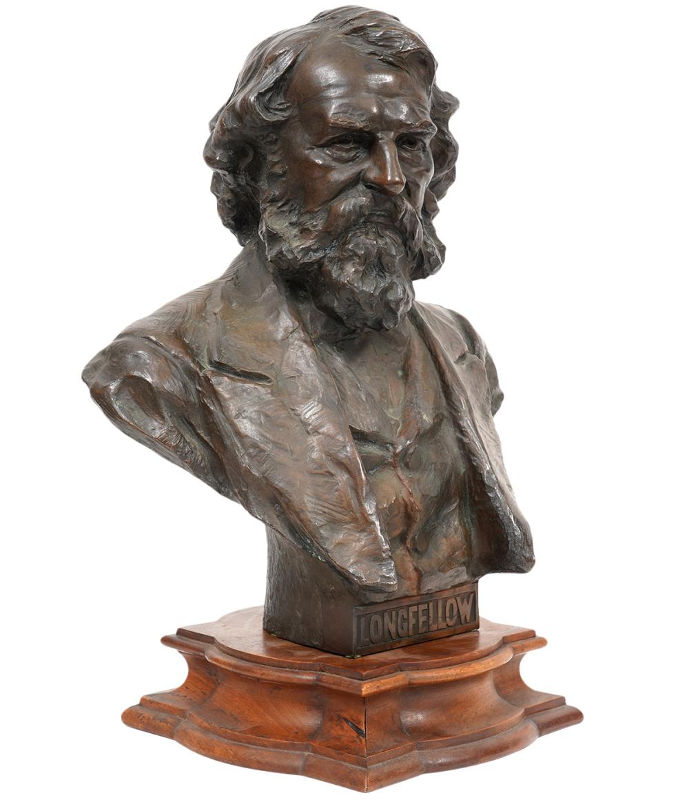 Appraisal: HANS MULLER TH C BRONZE BUST OF LONGFELLOWHans Muller Austria