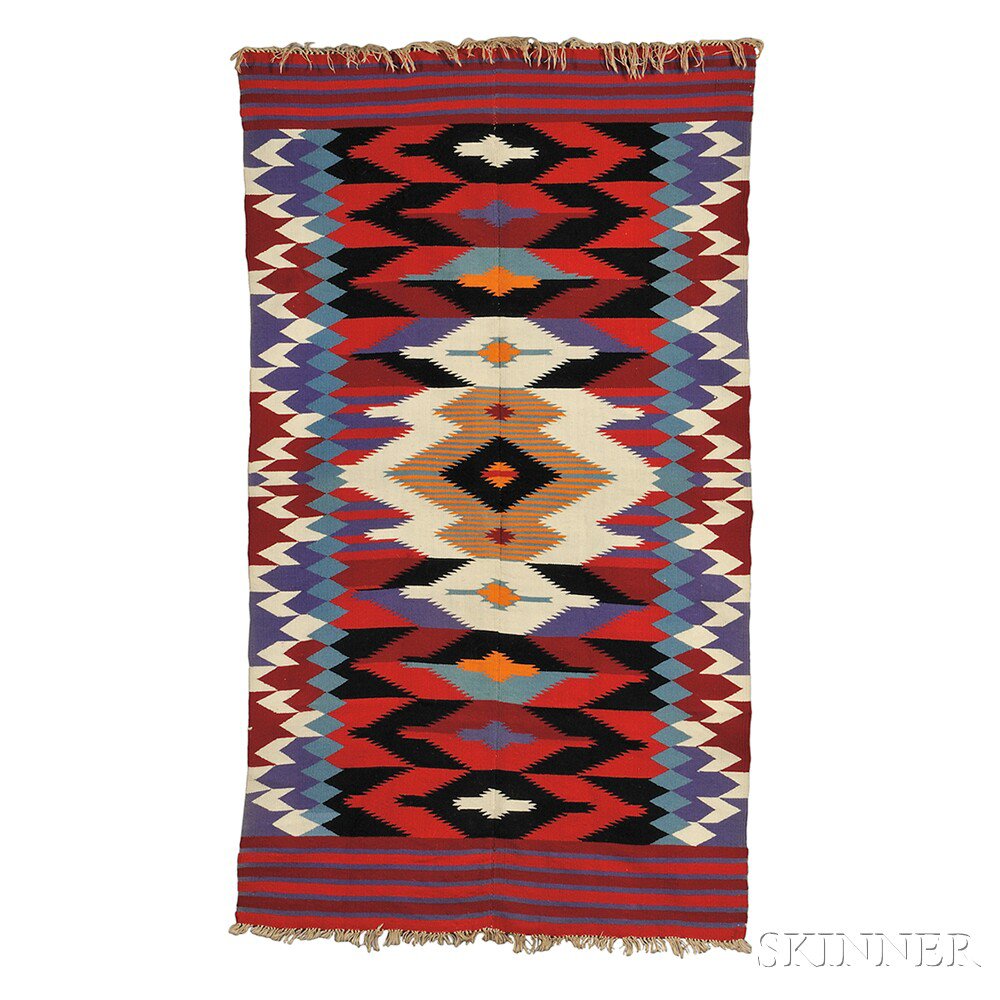 Appraisal: Rio Grande Weaving woven in two pieces with concentric serrate