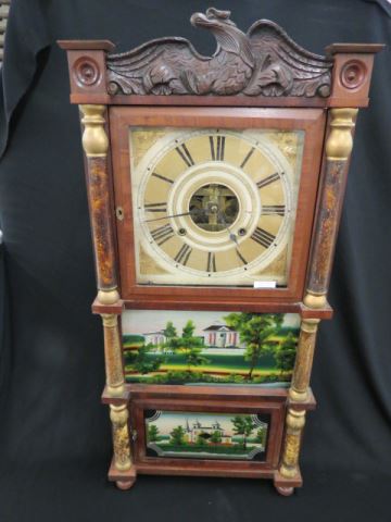 Appraisal: Bing Mallory Triple Decker Clock reverse painted carved eagle top