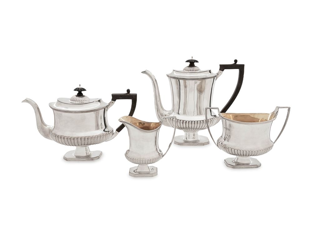 Appraisal: An English Silver Four-Piece Tea Coffee Service An English Silver