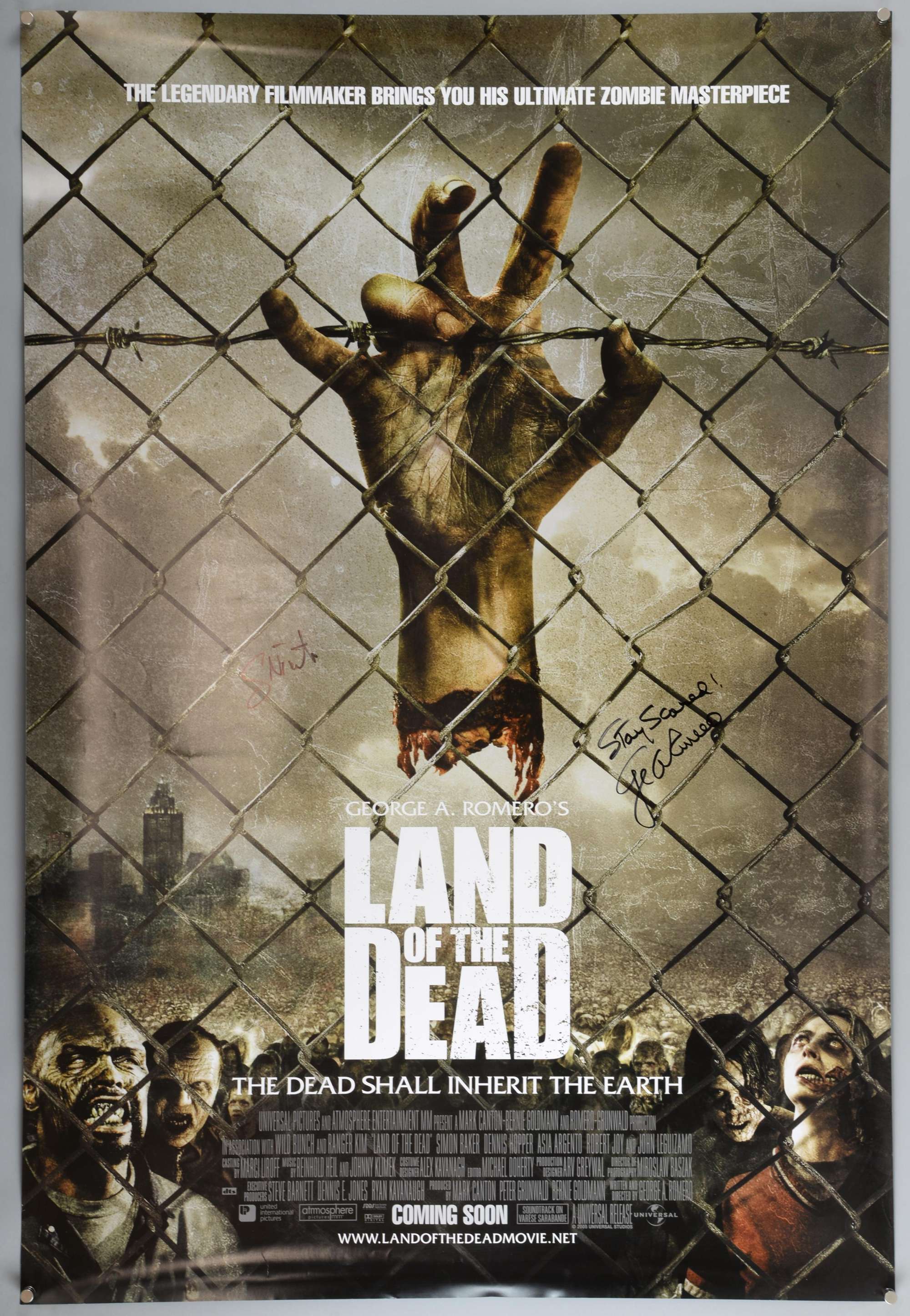 Appraisal: Land of the Dead One Sheet film poster signed by