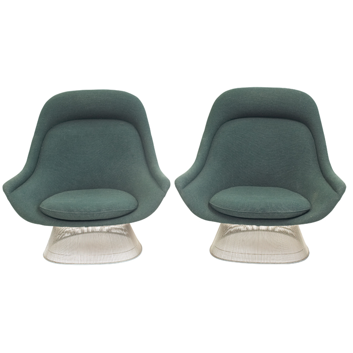 Appraisal: Warren Platner high-back lounge chairs pair by Knoll wire bases