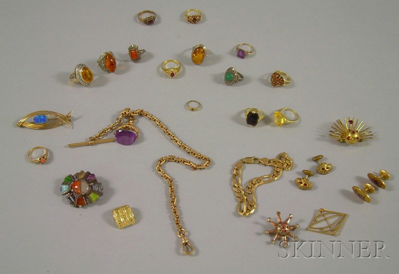 Appraisal: Group of Mostly Gold and Sterling Silver Jewelry including a