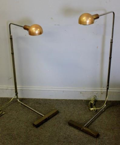 Appraisal: Midcentury Pair of Brass Cedric Hartman Lamps Unmarked Lucite knob