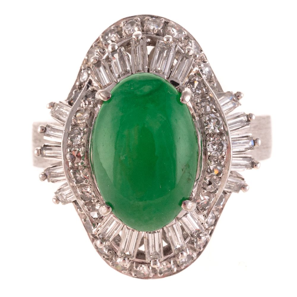 Appraisal: A Certified Natural Jadeite Diamond Ring K gold and platinum