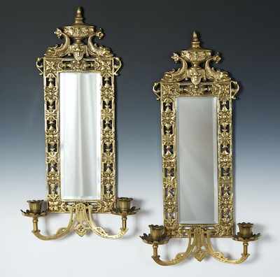 Appraisal: A Bradley Hubbard Pair of Mirrored Sconces The matching pair