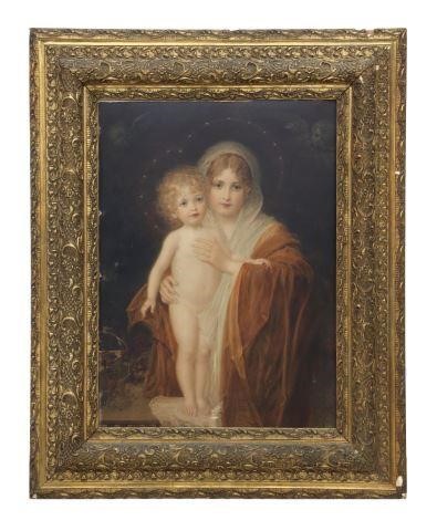 Appraisal: Framed chromolithograph on board Madonna and Child signed in print