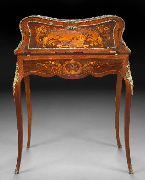 Appraisal: A Louis XV style gilt metal mounted marquetry desk early