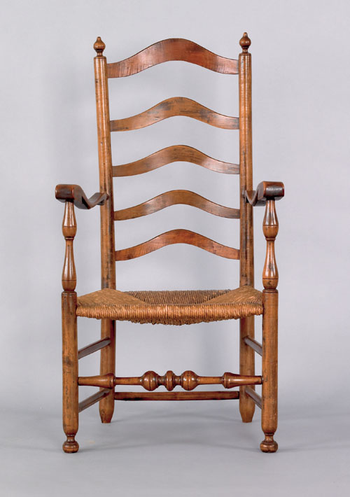 Appraisal: Delaware Valley five slat ladderback armchair late th c