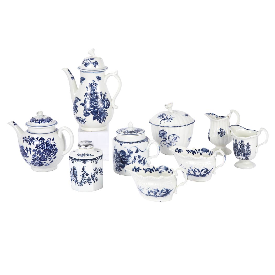 Appraisal: Group of Worcester Blue and White Porcelain Tea Articles Circa