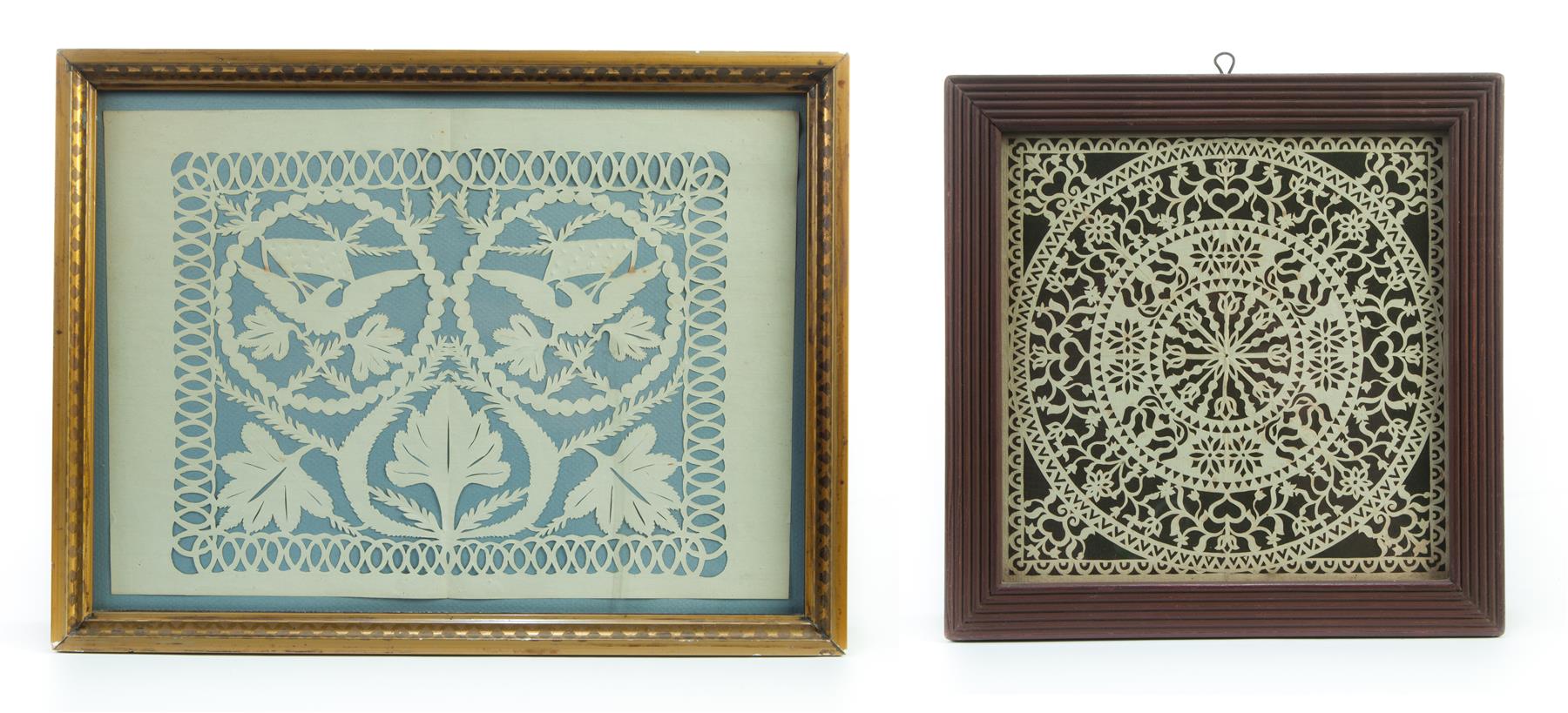 Appraisal: TWO AMERICAN PAPER CUT-OUTS Nineteenth century Earlier has delicate hearts