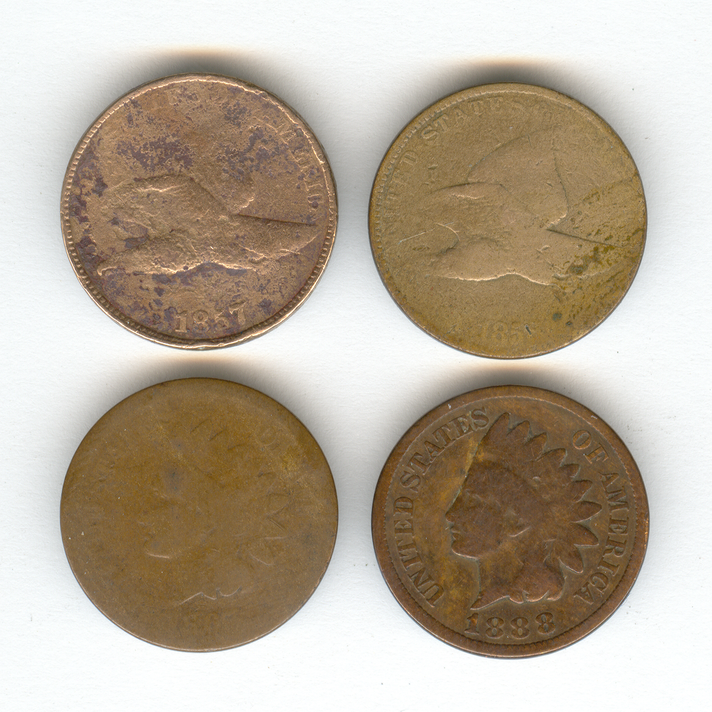 Appraisal: FOUR U S FLYING EAGLE AND INDIAN HEAD CENTS Estate