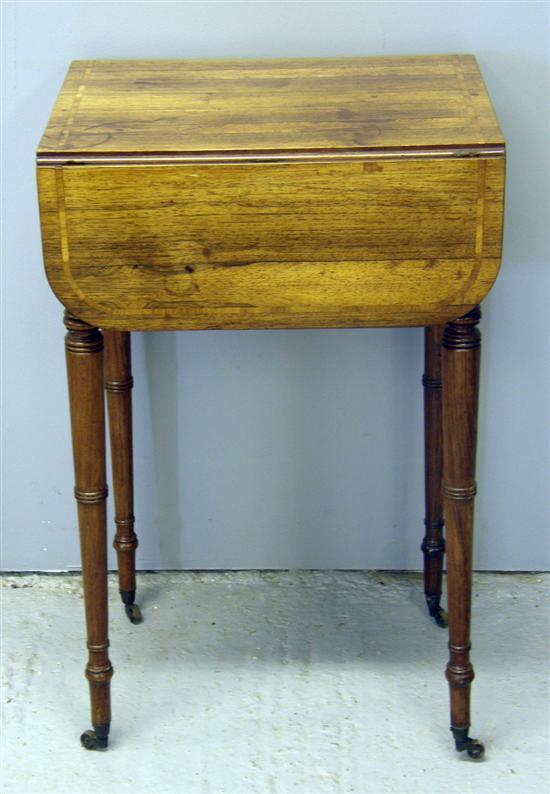 Appraisal: th century rosewood and crossbanded work table with one drawer