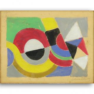 Appraisal: Sonia Delaunay Ukrainian - Gouache on cardboard Abstract Composition Signed