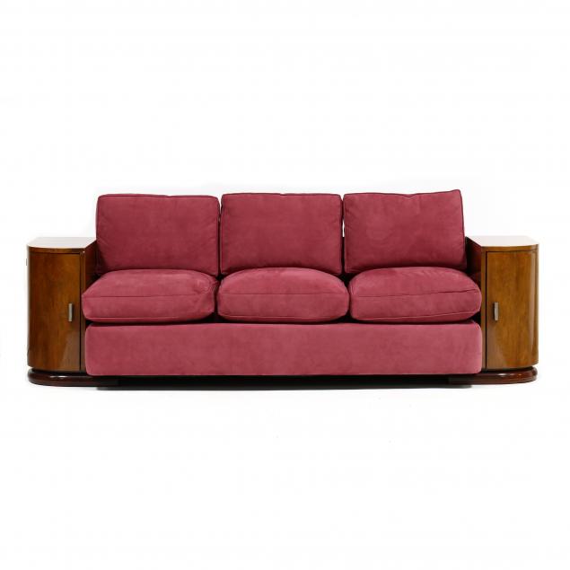 Appraisal: FRENCH ART DECO ROSEWOOD SOFA Circa ten-part form consisting of