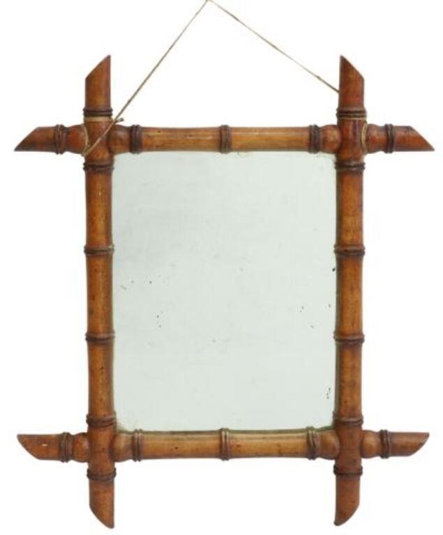 Appraisal: Faux bamboo wall mirror early th c rectangular faux bamboo