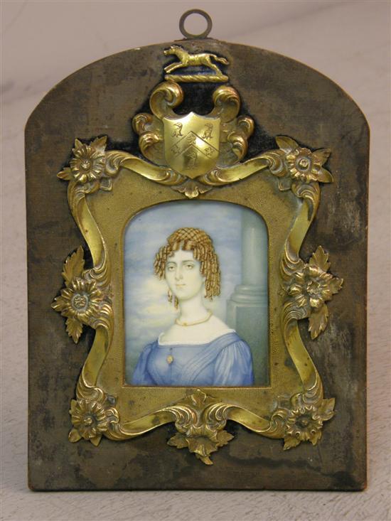 Appraisal: th century miniature portrait of a girl in blue dress