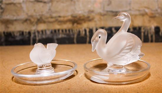 Appraisal: Sale Lot Two Lalique Molded and Frosted Glass Ring Trays