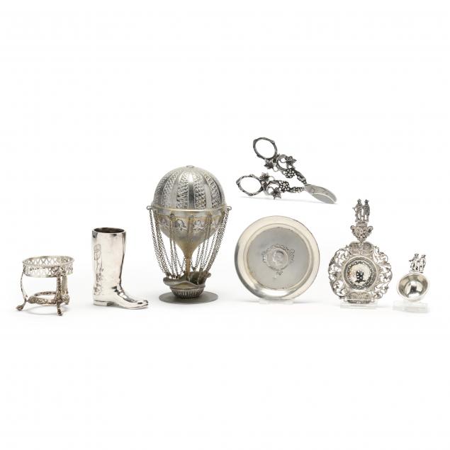 Appraisal: A COLLECTION OF SILVER AND SILVERPLATE NOVELTIES items including a