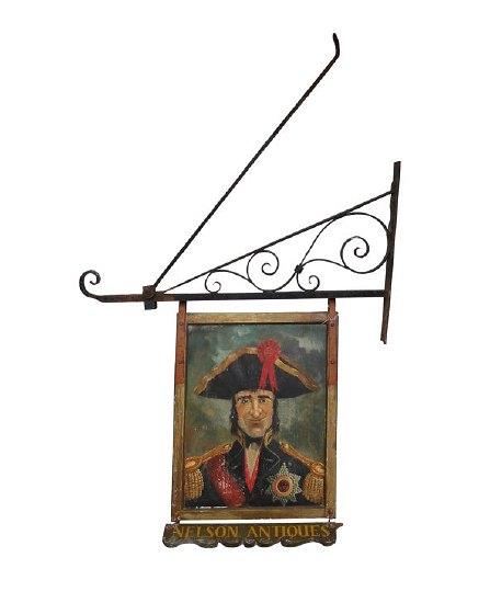 Appraisal: A painted pub sign The Nelson with wrought iron hanging