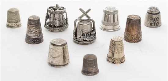 Appraisal: Sale Lot A Group of Silver and Silvered Metal Thimbles