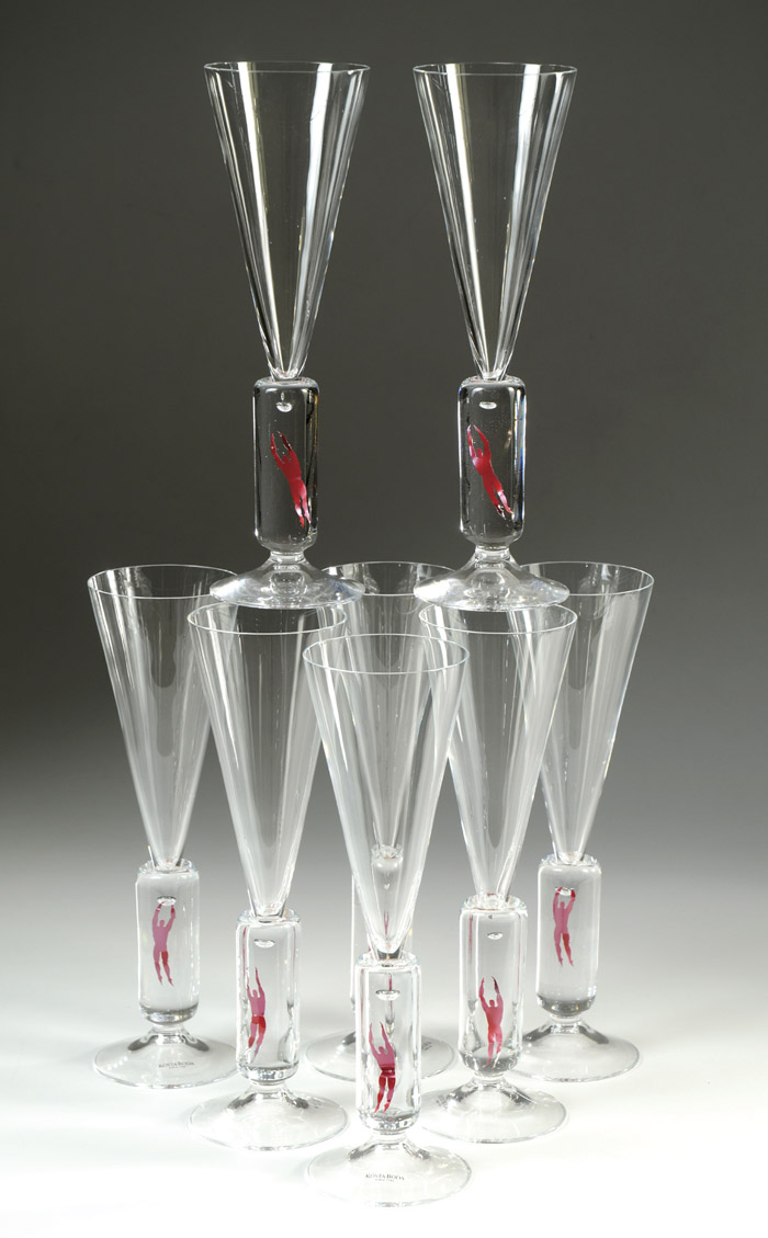 Appraisal: SET OF KOSTA BODA MILLENNIUM CHAMPAGNE FLUTES designed by Bertil