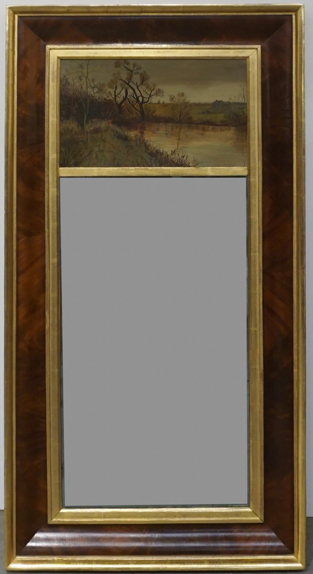 Appraisal: Federal Style Partial Gilt Mahogany Landscape Painted Pier Mirror x