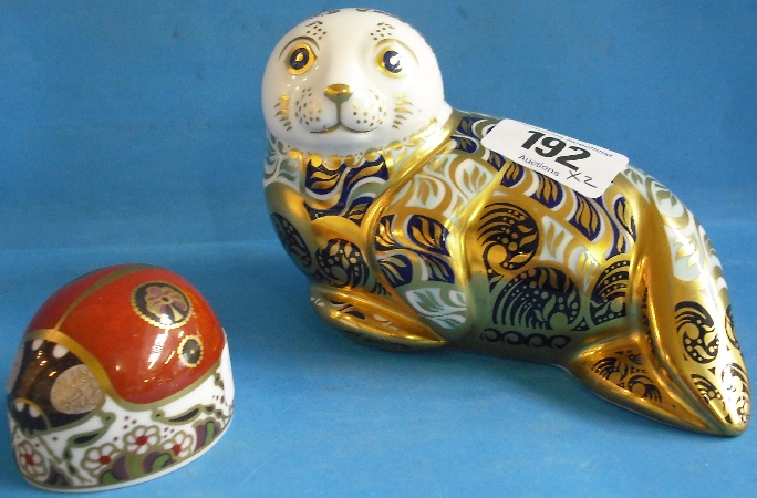 Appraisal: Royal Crown Derby Paperweights Harbour Seal with certificate and Two