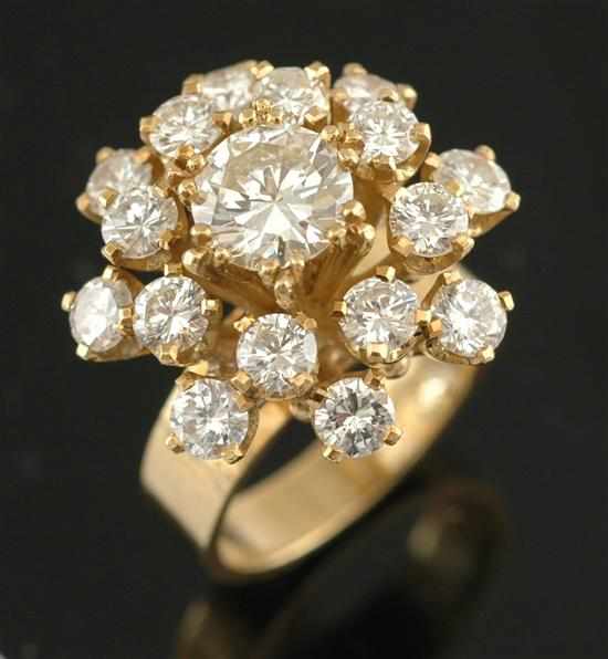 Appraisal: A diamond cocktail ring The princess style cluster centrally claw