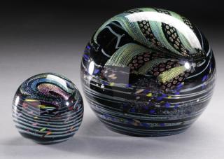 Appraisal: Rollin Karg art glass paperweights each signed Two art glass