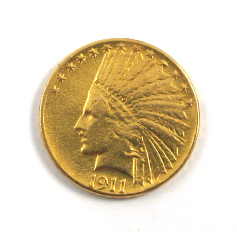 Appraisal: U S TEN DOLLAR GOLD COIN Indian head type -P