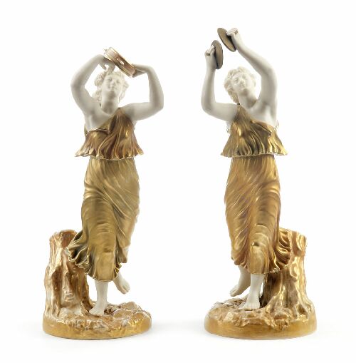 Appraisal: A pair of Royal Worcester blush ivory and gilt porcelain