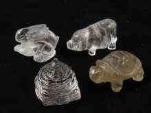 Appraisal: Rock crystal being three small animals a rabbit a pig