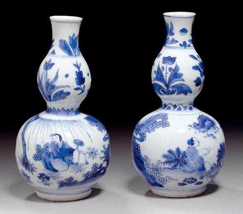 Appraisal: PAIR OF DOUBLE GOURD- SHAPED VASES China th century H