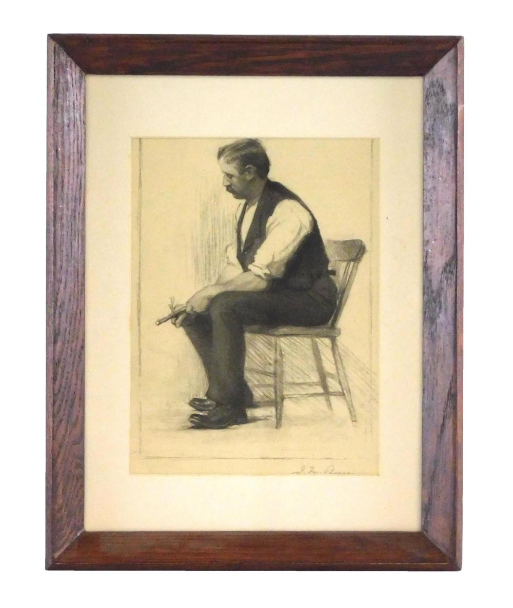 Appraisal: Jennie M Burr Connecticut - Man Seated Whittling pencil and