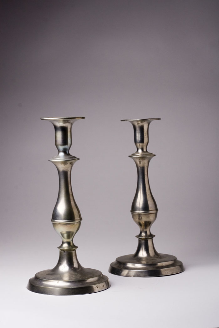 Appraisal: PAIR OF PEWTER CANDLESTICKS ATTRIBUTED TO ASA F FLAGG AND