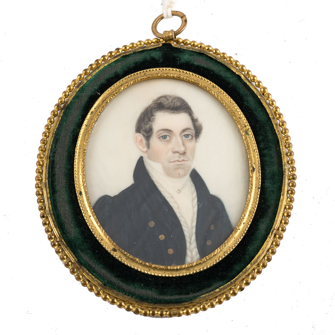 Appraisal: Anglo-American School miniature portrait circa young Masonic gentleman gouache possibly