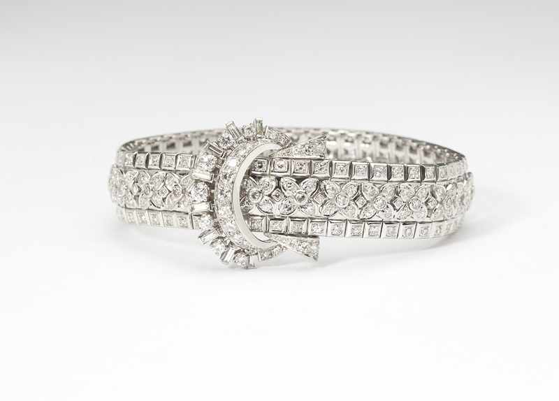 Appraisal: Circa platinum set with baguette single and full-cut diamonds totaling