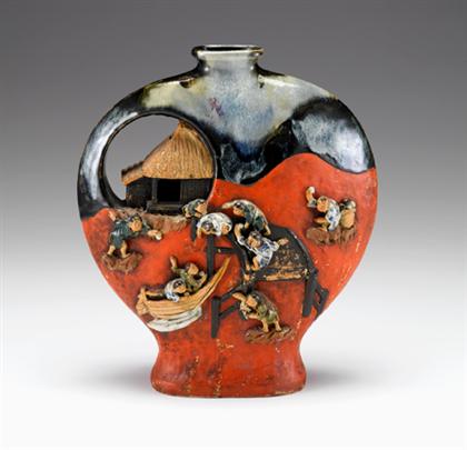 Appraisal: Large and impressive Japanese Sumida Gawa vase early th century