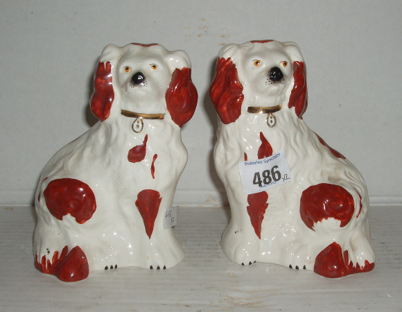 Appraisal: Pair Red White Staffordshire Dogs -