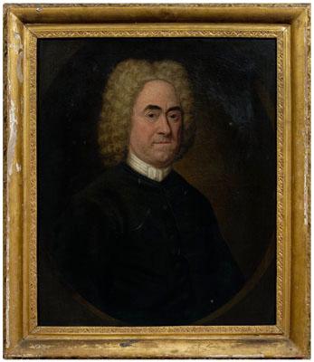 Appraisal: th century British School portrait gentleman in powdered wig and