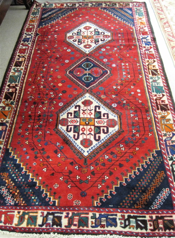 Appraisal: PERSIAN TRIBAL CARPET Fars Province south central Iran three geometric